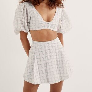 For Love & Lemons Denise Embroidered Mini Skirt Size Medium